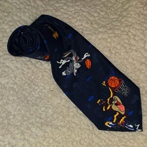 Vintage Looney Tunes Mania Basketball Tie Bugs Taz Daffy Warner Brothers